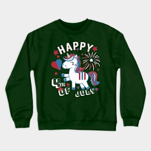 Happy 4th of July With Funny Unicorn Crewneck Sweatshirt